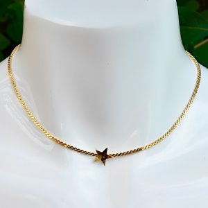 Gold Plated Serpentine Necklace with Gold Star circa 1980s